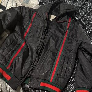 Gucci Black Jacket with Signature Red and Green Accents